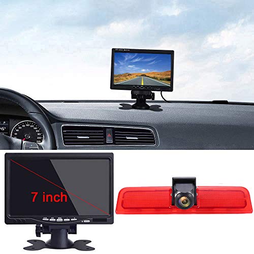 Rückfahrkamera Transporter + 7 Zoll TFT LCD Bildschirm Auto Monitor, Bremsleuchte Auto Dach Rückfahrkamera Set für VW Caddy Life 2K Facelift III Kasten 2KA Kombi Cross Maxi Tdi dritte 3 2003-2014 Bj von Dynavsal