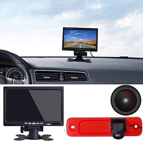 Dynavsal Rückfahrkamera Transporter Van + 7 Zoll TFT LCD Bildschirm Auto Monitor, Bremsleuchte Auto Dach Rückfahrkamera Set für Ford Transit MK7 Tourneo/Furgon MK4 2006-2014 /Hecktür von Dynavsal