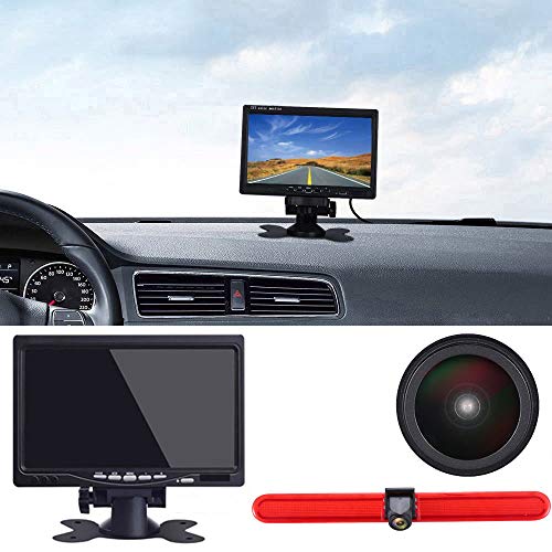 Super HD Auto Bremsleuchte Rückfahrkamera Set mit 7 Zoll LCD Monitor Ersatz für VW Multivan T5 Camper T6 Hochdach/Caravelle Campmobil 7E 7H SG SH/Seat Arosa 6H/Lupo Diesel Petrol Hatch FWD I 6E1,6X1 von Dynavsal