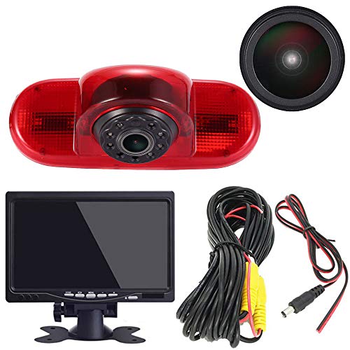 Super HD Bremsleuchte Kamera Set mit 7 Zoll LCD Monitor, Rückfahrkamera Ersatz für Renault Trafic II III Diesel Petrol FWD FL EL JL JG FG/Nissan Primastar Diesel Petrol Chassis Bus FWD X83 CAIXA von Dynavsal