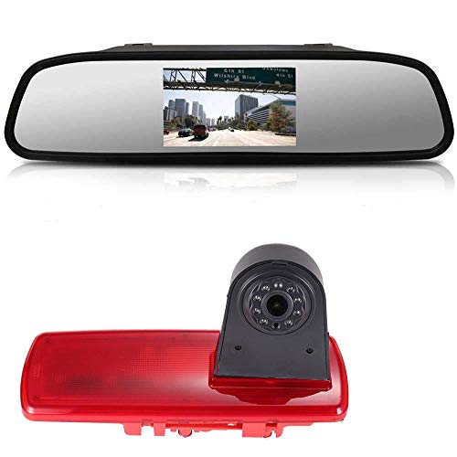 【Super HD Rückfahrkamera Set】 4.3 Zoll Rückspiegel Monitor + 1280 * 720 Pixel 1000TV Linien Bremsleuchte HD Rückfahrkamera für FIAT Talento/Renault Trafic/Nissan NV300 Primastar/Opel Vauchall Vivaro von Dynavsal