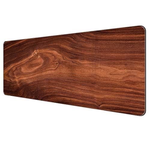 Dynippy Dünnes erweitertes Gaming-Mauspad (80 x 30 x 0,2 cm) mit genähten Kanten, großes Mauspad, lange XXL-Tastatur und Mauspad, Schreibtischunterlage für Gaming, Büro und Zuhause, Holzmaserung von Dynippy