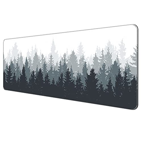 Dynippy Dünnes erweitertes Gaming-Mauspad (80x30x0.2 cm) mit genähten Kanten, großes Mauspad, lange XXL-Tastatur und Mauspad, Schreibtischunterlage für Gaming, 80x30x0.2 cm, Waldbaum von Dynippy