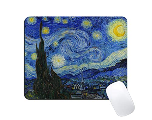 Dynippy Van Gogh The Starry Night Mauspad (56 % größer) Mauspad mit rutschfester Gummiunterseite, rechteckig, für Desktop, Computer, Laptop, Gaming, Büro und Zuhause, 30 x 24,9 x 0,3 cm von Dynippy