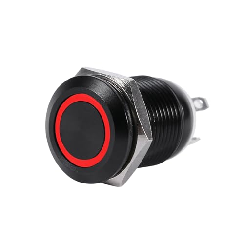 Dyocoag 12mm LED LED Light Momentiner Druckknopfschalter Umschalten Schwarzes Hülle für Auto 2a (Rot) von Dyocoag