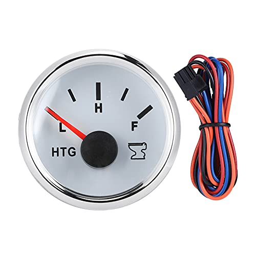Dyocoag 52mm / 2in Marine Boat RV Abwasser-Holding Tank Level-Messgerät HTG Meter 0-190 Ohm 9-32V (Weißes Zifferblatt Silberlünette) von Dyocoag