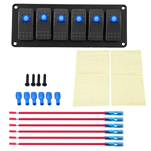 Dyocoag 6 Gang Rocker Switch Panel Auto RV Boot Yacht Marine LED Light Switch Panel (Blau) von Dyocoag