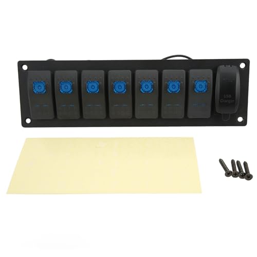 Dyocoag 7 Gang Rocker Switch Panel IP66 Marine Toggle Switch Panel mit Dual USB Ladegerät Blau Rückbeleuchtung für Cars RVS -Boote Dyocoag 7 Gang Rocker Switch Panel IP66 Marine Toggle Switch Panel mit Dual USB Ladegerät Blau Rückbeleuchtung für Cars RVS -Boote von Dyocoag