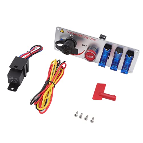 Dyocoag LED-Kippschalter-Zündschalterfeld 12 V 5-in-1 mit Motorstart-Druckknopf für Rennwagen, Wohnmobil, LKW (Blau) von Dyocoag