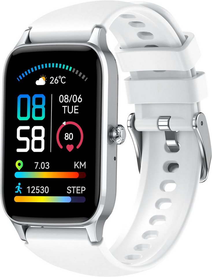 Dyurwa P97 Smartwatch (4 cm, Android iOS), Fitness Uhr mit Anruffunktion Schlaf SpO2 Herzfrequenz 110 Sportmodi von Dyurwa