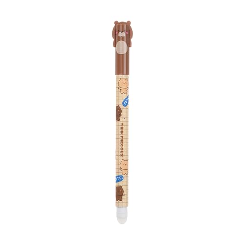 Dzythgr 0,5 mm Gel Eraser Pens Radierbarer Kugelschreiber Radierbaren Gelstiften Niedliche Gelstifte mit Kawaii-Muster, ideal für Schule, Büro & Notizen (Braunbär, Schwarz) von Dzythgr