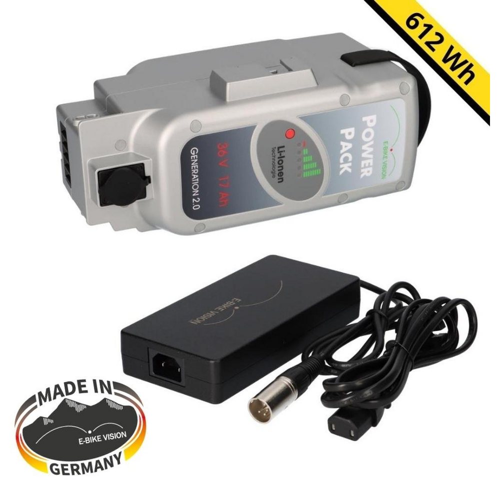 E-Bike Vision SET E-BIKE VISION Akku für Panasonic Antrieb 36V 17Ah 612 Wh 6A Lader E-Bike Akku E-Bike Vision SET E-BIKE VISION Akku für Panasonic Antrieb 36V 17Ah 612 Wh 6A Lader E-Bike Akku von E-Bike Vision