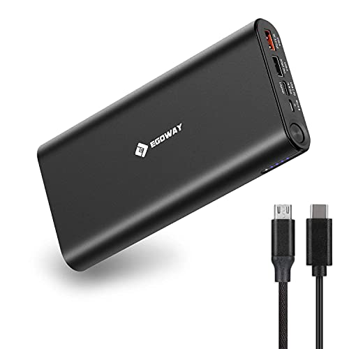 Tragbares USB C-Ladegerät, E EGOWAY 20000mAh Unterstützt externen PD-Powerbank-Akku mit 74W Ausgang für USB C- und USB A-Smartphones, Tablets, Laptops und andere Smart-Geräte von E EGOWAY