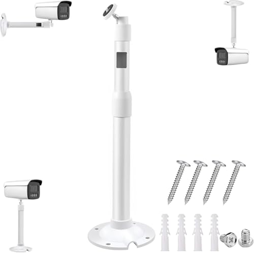 E-HORDE Ausziehbare Montagestange für CCTV Überwachungskameras, 30-60cm Einstellbar Universal Kamera Wandhalterung,360° Verstellbar, 1/4 Zoll Gewindehalterung für CCTV IP Kameras (Weiß) von E-HORDE