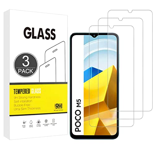 E-Hamii [3 Stück] 9H Gehärtetes,Bruchsicheres Glas Kompatibel mit Xiaomi Poco M5,[HD Kristall Klar]0,33 mm Display Schutzfolie für Xiaomi Poco M5 von E-Hamii