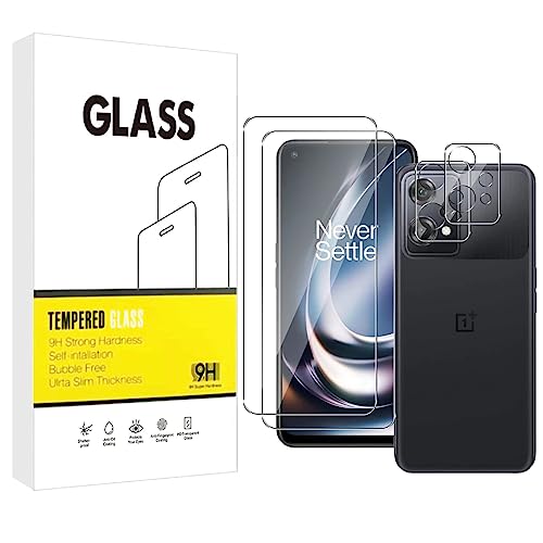 E-Hamii Displayschutzfolie Kompatibel mit OnePlus Nord CE 2 Lite 5G [2 Stück] + Kameraobjektivschutz [2 Stück] 9H Gehärtetes Glas [Kratzfest,Blasenfrei] [Transparente] von E-Hamii