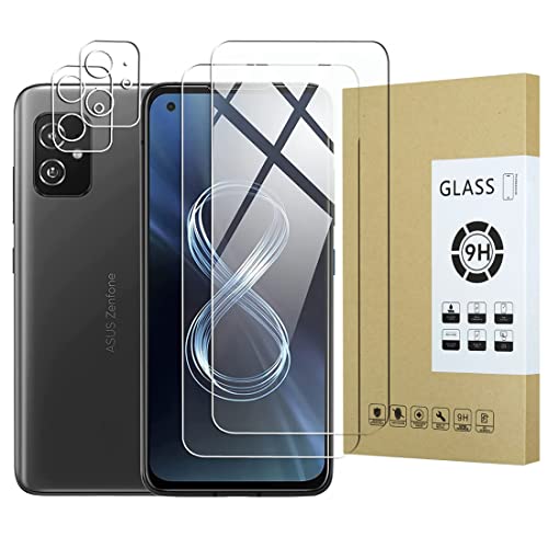 E-Hamii Displayschutzfolie kompatibel mit Zenfone 8 ZS673KS [2 Stück] + Rückseitenschutz [2 Stück] Hartglas 9H [kratzfest, blasenfrei] [transparent] von E-Hamii