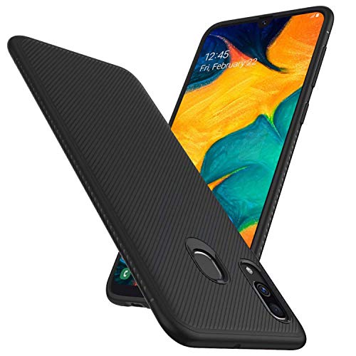 E-Hamii Kompatibel mit das Samsung Galaxy A20/A30 Gehäuse,der Stoßfesten Premium Gummiabdeckung und der Rutschfesten Ultradünnen Silikon TPU Hülle für das Samsung Galaxy A20/A30 Smartphone. Schwarz von E-Hamii