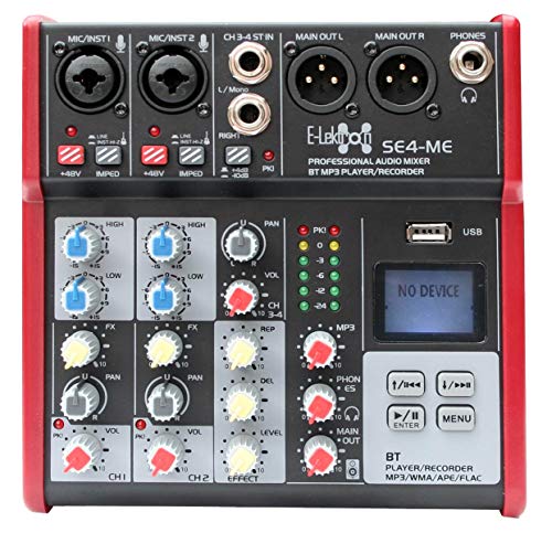 E-Lektron SE-4 Live Mischpult 2-Kanal Mixer + stereo USB/Bluetooth/Soundkarte, inkl. Phantom von E-Lektron