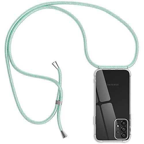Handykette Hülle Kompatibel mit Samsung Galaxy A53 5G, Transparent Silikon Handyhülle mit Band für Samsung A53 5G Schutzhülle mit Kordel, E-Lush Cover zum Umhängen Necklace Halskette Hellgrün von E-Lush EU