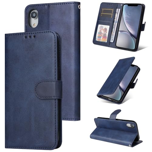 E-Lush Handyhülle für iPhone XR Hülle Leder PU, Magnet Klapphülle Flip Wallet Kartenfach 360 Stoßfeste Schutzhülle für iPhone XR Handy Hülle mit Standfunktion, Blau von E-Lush