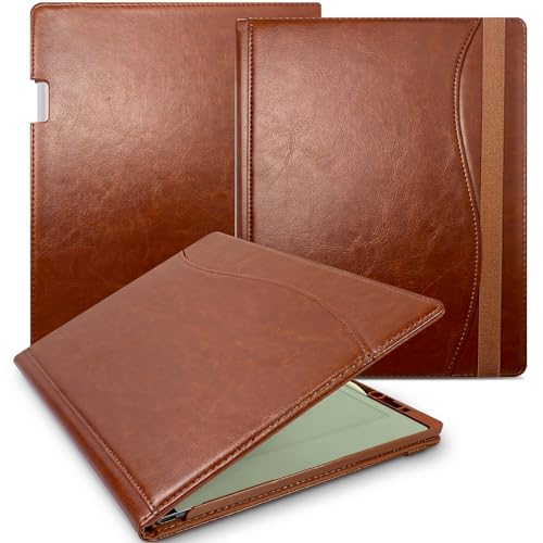 E NET-CASE Hülle für Remarkable 2 Digital Paper Tablet 10,3 Zoll (2020 veröffentlicht) - Premium PU-Leder mit Verstellbaren Winkeln und Kartenschlitz & Integrierter Stifthalter (Braun) von E NET-CASE