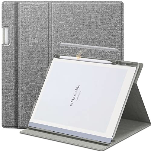 ENET-CASE Schutzhülle für Remarkable 2 Paper Tablet, mehrere Betrachtungsmöglichkeiten, verstellbar, faltbar, mit integriertem Stifthalter, für 26,2 cm (10,3 Zoll) 2020, Grau von E NET-CASE