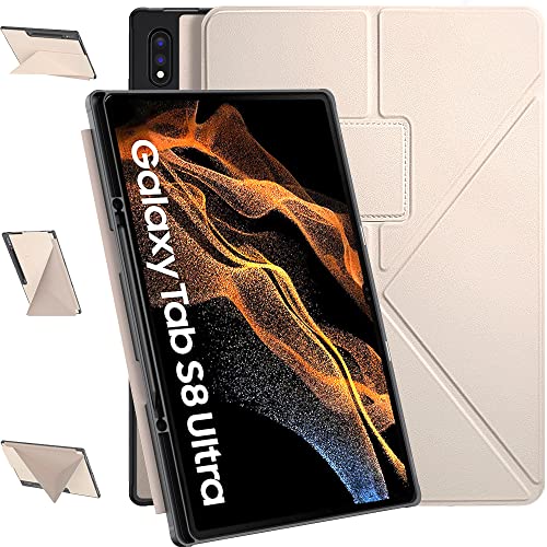 Schutzhülle für Samsung Galaxy Tab S8 Ultra 14,6 Zoll Version 2022 (Modell SM-X900/X906) mit Pen-Holder, schmutzabweisend, mit horizontalen und vertikalen Ecken (Roségold)… von E NET-CASE