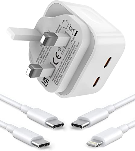 E-POWIND iPhone Schnellladegerät, 35W Dual USB C Ladegerät [MFi Zertifiziert] mit Lightning Ladekabel und, PD 3.0 Schnellladekabel für 14/13/12/11XS/XS Max/XR iPad, Samsung/Huawei/Pixel, (PD0352GD) von E-POWIND
