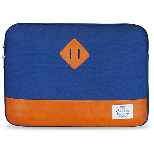 'e-vitta Sleeve Heritage 14 "Bezug blau, braun – Taschen von Laptops (35,6 cm (14), Tasche, Blau, Braun, künstliche Leder, Polyester, monoton, Plüsch) von E-Vitta