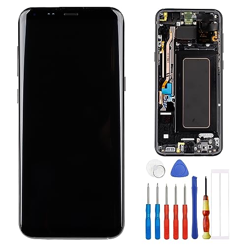 E-YIIVIIL Neuer Ersatz TFT Display kompatibel mit Samsung Galaxy S8 Plus G955F Display Touchscreen Bildschirm Digitizer Assembly Schwarz Glas with Rahmen+Tools(No Fingerprints) von E-YIIVIIL