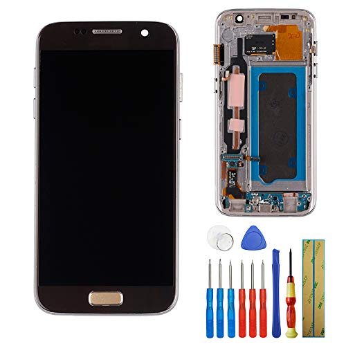 E-YIIVIIL Neuer Super Amoled Display kompatibel mit Samsung Galaxy S7 SM G930F LCD Display Touchscreen Bildschirm Digitizer Assembly Gold Glas with Rahmen+Tools von E-YIIVIIL