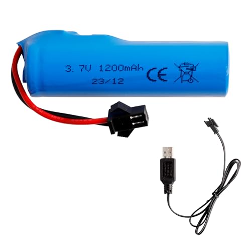 E-yiiviil Akku 3.7V 1200mAh Li-ion Akku mit USB Ladekabel SM-2P Stecker für RC Car Drift Monster Truck Off-Road Fahrzeug Ferngesteuertes Auto High-Speed Climbing Racing von E-YIIVIIL