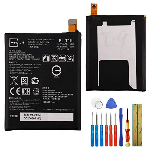 E-yiiviil BL-T19 Li-ion Replacement AKKU kompatibel für Google Nexus 5X H791 H790 2620mAh 3.8V with Installation Tools von E-YIIVIIL