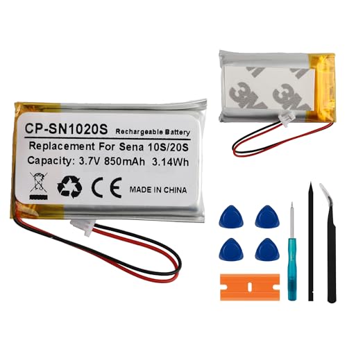E-yiiviil Ersatzakku CP-SN1020S 3.7V 850mAh Battery Kompatibel mit Sena 10s 20s 20s EVO Bluetooth-Headset-Akku für Motorräder Akku für drahtloses Headset with Tools E-yiiviil Ersatzakku CP-SN1020S 3.7V 850mAh Battery Kompatibel mit Sena 10s 20s 20s EVO Bluetooth-Headset-Akku für Motorräder Akku für drahtloses Headset with Tools von E-YIIVIIL