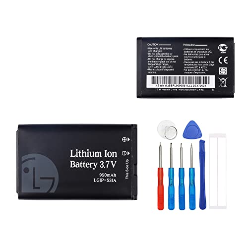 E-yiiviil Ersatzakku LGIP-531A Kompatibel mit LG Optimus Net TracFone Net 10 LG 320G VN170 Envoy 2 UN160, Envoy 3 UN170, Saber UN200 with Tools von E-YIIVIIL