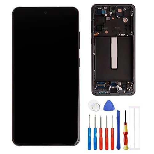 E-yiiviil OLED-Digitaldisplay, kompatibel mit Samsung Galaxy S21 FE 5G SM-G990B SM-G990U 16,3 cm (6,4 Zoll) LCD-Display, Touchscreen, Montage mit Werkzeug, unterstützt Fingerabdruck (mit Rahmen) von E-YIIVIIL