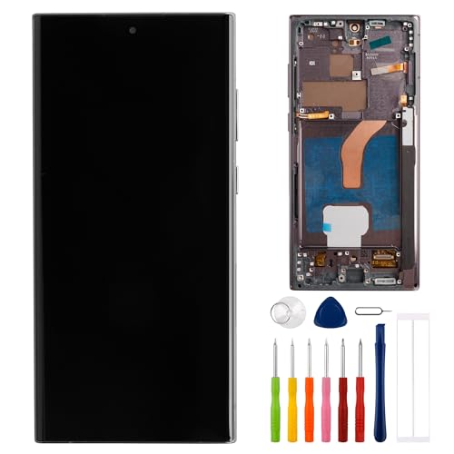 E-yiiviil TFT-Display, kompatibel mit Samsung Galaxy S22 Ultra 5G SM-S908B SM-S908U 17,3 cm (6,8 Zoll) LCD-Display, Touchscreen, Montage mit Werkzeug, Fingerabdruck nicht unterstützt (mit Rahmen) von E-YIIVIIL