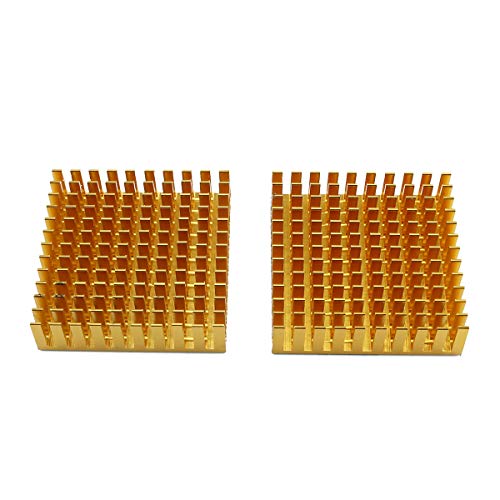 E-outstanding Kühlkörper 2 Stück 40 x 40 x 11 mm Goldenes Aluminium Quadratisch CPU Kühlkörper Kühlkörper Fin mit 2 Stück 3M Silikon basiertes Thermopad für Raspberry Pi von E-outstanding