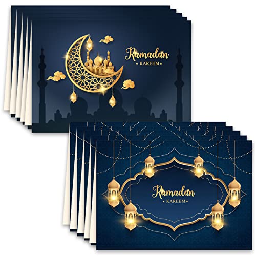 10 Ramadan Kareem Klappkarten mit Umschlag Danke Dankeskarte Dankeschön Grusskarten Zuckerfest Feier Feude Danksagungskarte Geschäftlich stilvoll Blau Gold von E&G Klasse