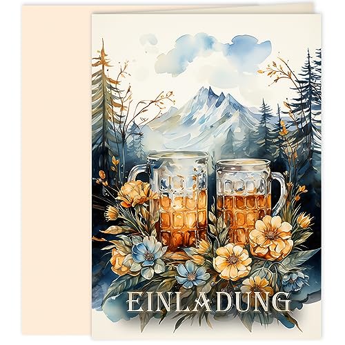 10x Einladungskarten Bier Oktoberfest mit Umschlägen Klappkarten Einladung Männer Erwachsene Party Geburtstag Umschläge elegant Hochzeit Jubiläum 20 30 40 50 60 70 80 90 Oktoberfest von E&G Klasse