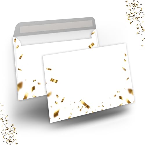 Briefumschlag C6 Haftklebend Selbstklebende 25-50 Stück Briefumschläge Kuvert Briefkuvert in gold Konfetti Optik 80 g/m² 114 x 162 mm Hochzeit Geburtstag Grußkarten Einladung Danksagung (25) von E&G Klasse