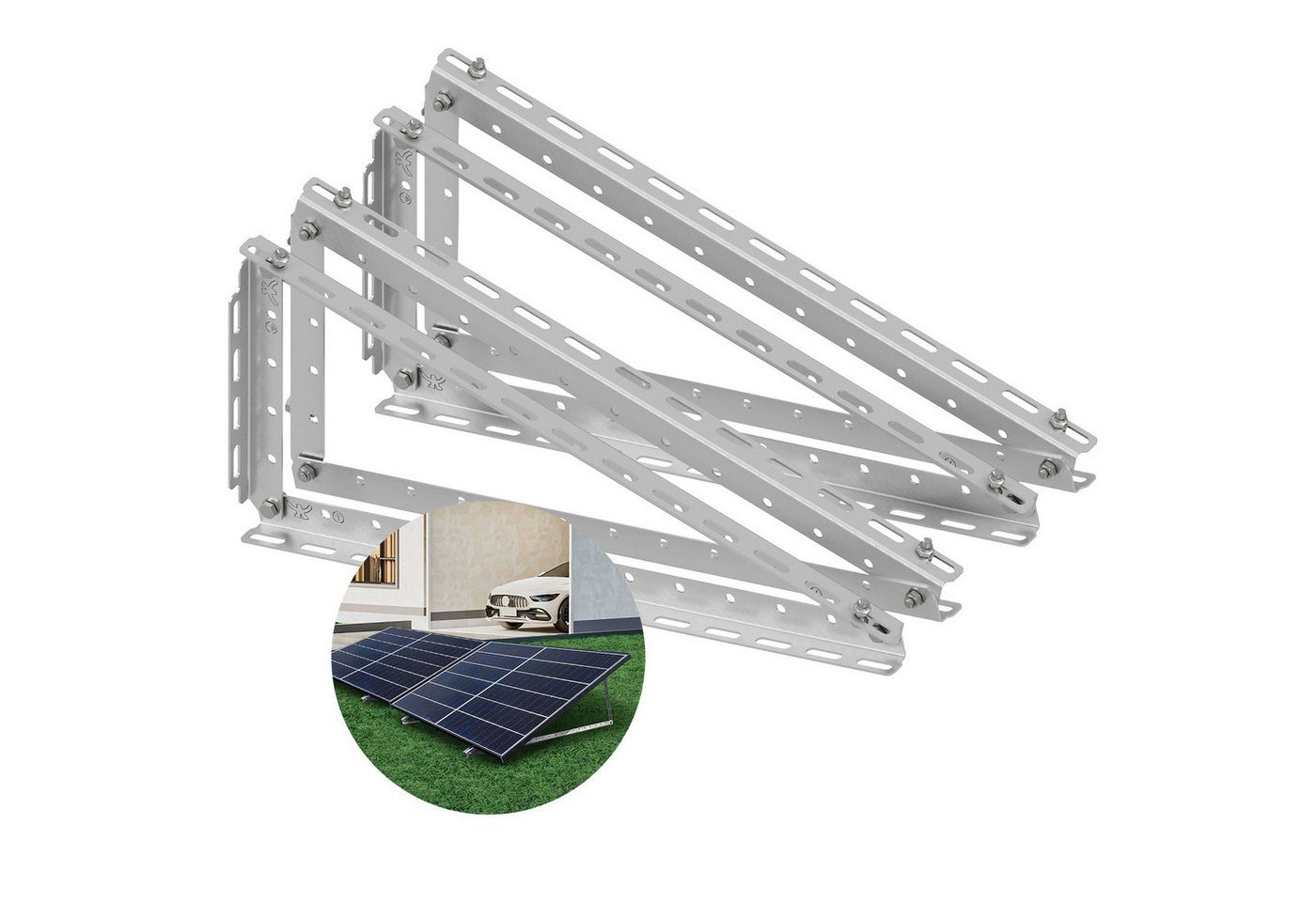 E.For.U Solarmodul-Halterung Solarpanel Halterung 114.5cm, 4 Stück, (Solarpanel Halterung für 2 Module, 0% MwSt., Geeignet für Flachdach/Garten/Wand) von E.For.U