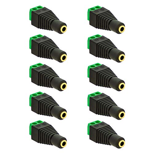 10x Klinken Buchse 3,5mm Adapter > Terminal Block 2-Pin Schraub Klemmen Vergoldet von E.T