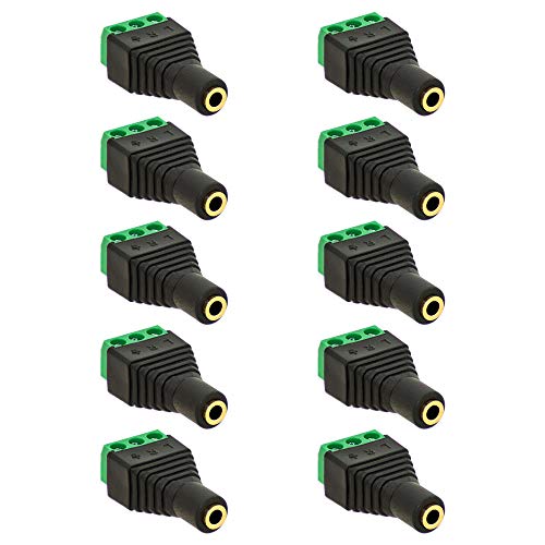 10x Klinken Buchse 3,5mm Adapter > Terminal Block 3-Pin Schraub Klemmen Vergoldet 10x Klinken Buchse 3,5mm Adapter > Terminal Block 3-Pin Schraub Klemmen Vergoldet von E.T