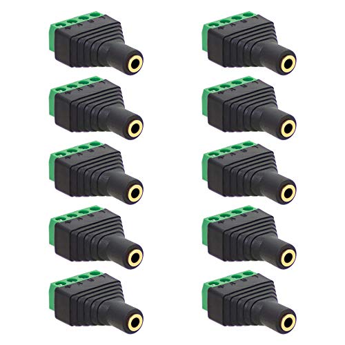 10x Klinken Buchse 3,5mm Adapter > Terminal Block 4-Pin Schraub Klemmen Vergoldet von E.T