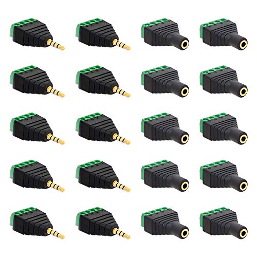 10x Klinken Buchsen + 10x Stecker 3,5mm Adapter > Terminalblock 4 Pin Schraub Klemme Set 10x Klinken Buchsen + 10x Stecker 3,5mm Adapter > Terminalblock 4 Pin Schraub Klemme Set von E.T