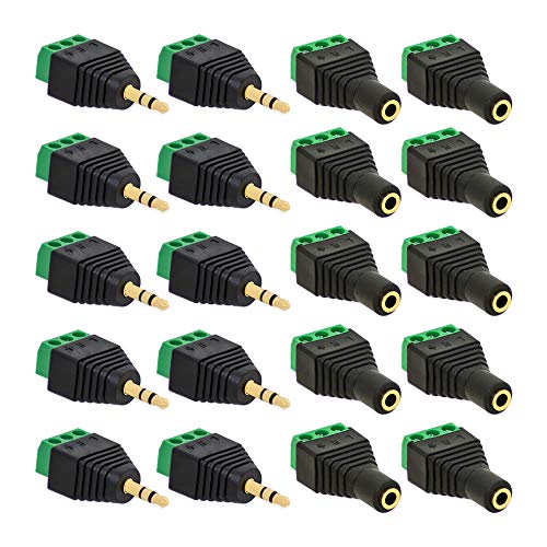 10x Klinken Stecker + 10x Buchsen 3,5mm Adapter > Terminalblock 3 Pin Schraub Klemme Set 10x Klinken Stecker + 10x Buchsen 3,5mm Adapter > Terminalblock 3 Pin Schraub Klemme Set von E.T