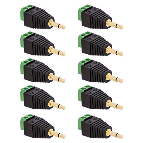 10x Klinken Stecker 3,5 mm Adapter > Terminal Block 2-Pin Schraub Klemmen Vergoldet 10x Klinken Stecker 3,5 mm Adapter > Terminal Block 2-Pin Schraub Klemmen Vergoldet von E.T