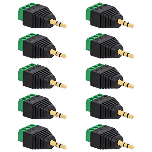 10x Klinken Stecker 3,5 mm Adapter > Terminal Block 3-Pin Schraub Klemmen Vergoldet 10x Klinken Stecker 3,5 mm Adapter > Terminal Block 3-Pin Schraub Klemmen Vergoldet von E.T